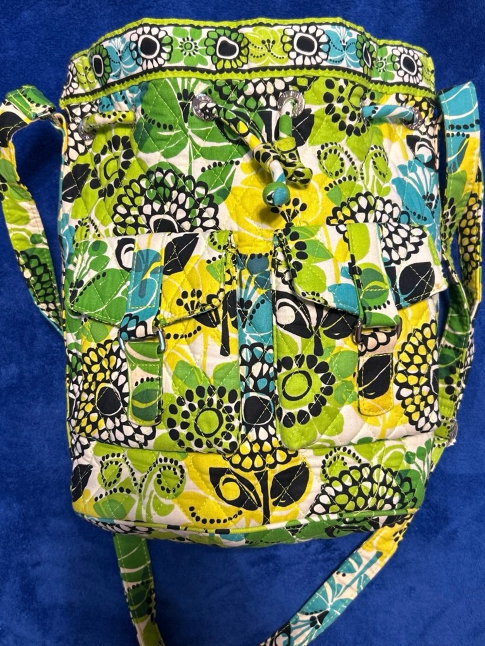 Vera Bradley Lime Green Teal Floral Quilted Crossbody